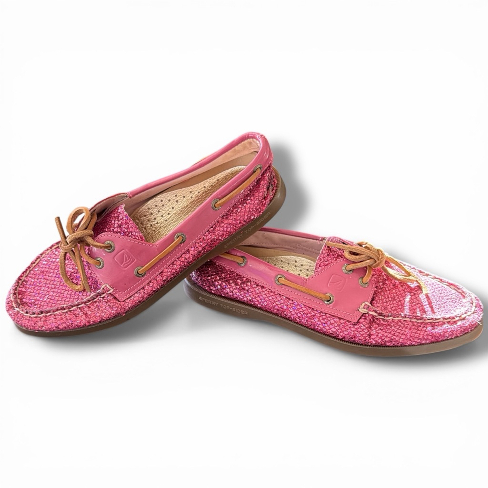 Women's Sperry Pink Glitter Boat Shoes Flats & Loafers Size 7.5 - Picture 4 of 6